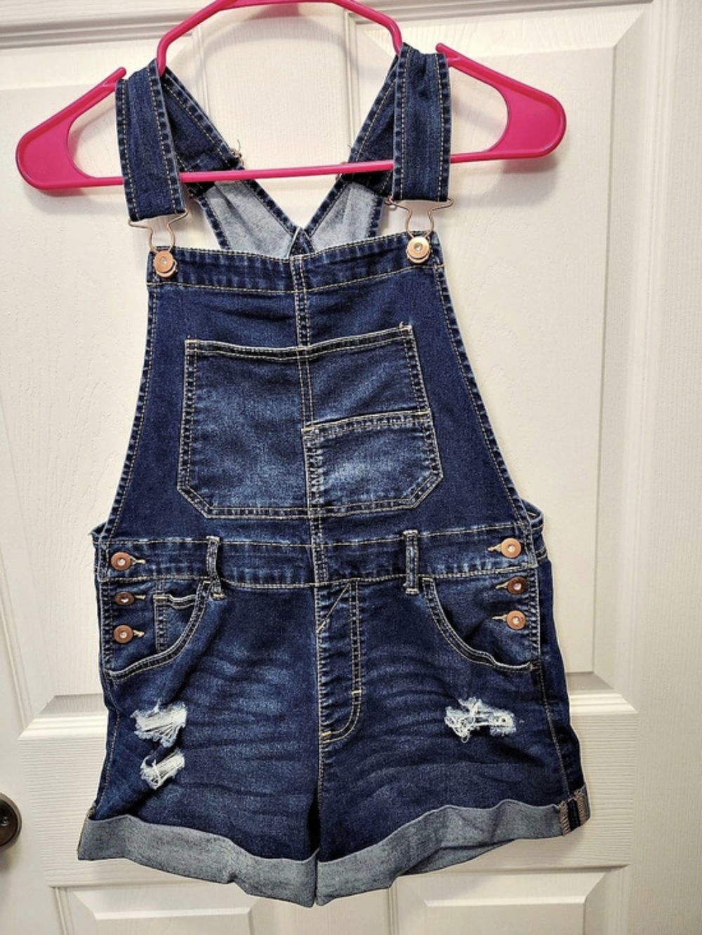 No Boundaries Denim Shortalls Blue Girls Small
